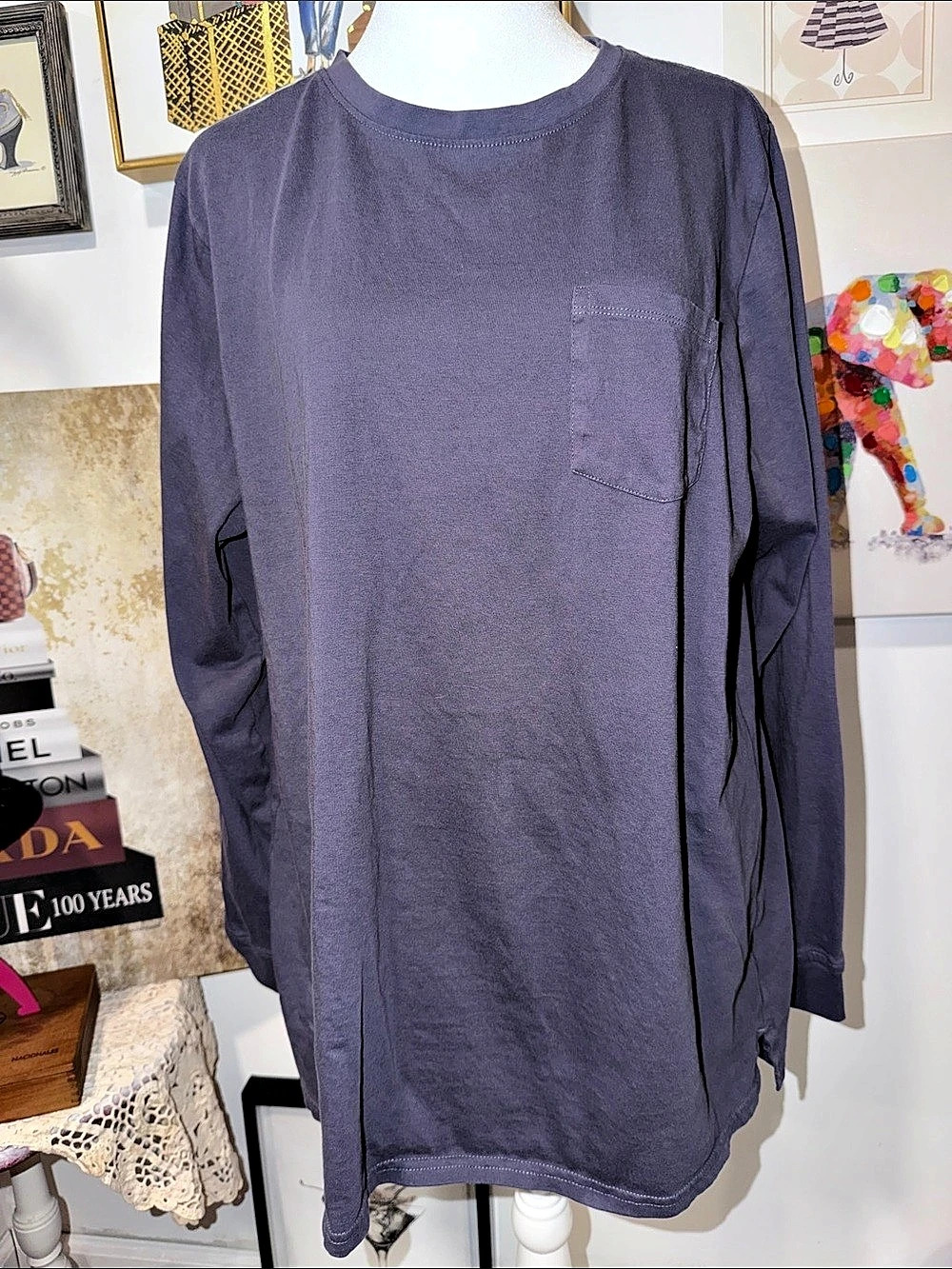 ivory ella Long Sleeve Pocket Tee in Purple XL Like New